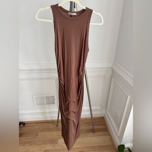 Heart & Hips Maternity Chocolate Brown Sleeveless Ribbed Dress Size Small